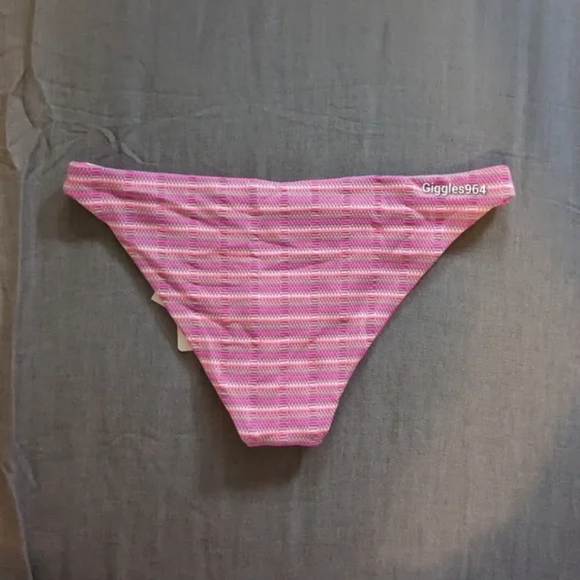 L*Space Brittany Camacho Bikini Set Electric Pique Pink Stripe - Picture 12 of 13